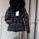 clothing Moncler short fur collar down jacket Black