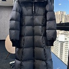 clothing long puffer coat Black 001