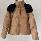 clothing puffer jacket with fur shoulder patches Brown