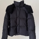 clothing puffer jacket with shearling detail Black