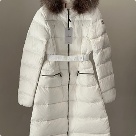 clothing Moncler Boedic long down coat with fur collar White