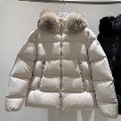 clothing Moncler A line down jacket with fur collar Beige