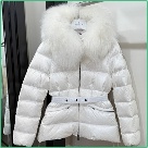 clothing Moncler belted down jacket White