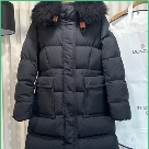 clothing Moncler long down jacket with fur hood Black