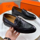 shoes Hermes men's leather loafers Black Size 39 44 003 Yupoo