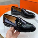 shoes Hermes men's leather loafers Black Size 39 45 Yupoo