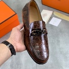 shoes Hermès men's loafer embossed leather Brown Size 39 44 Yupoo