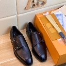 shoes Louis Vuitton double monk strap leather shoes Black Yupoo
