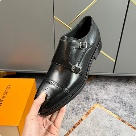 shoes Louis Vuitton double monk strap leather shoes Black 001 Yupoo
