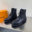 shoes Louis Vuitton high top casual boots Black 001 Yupoo