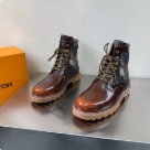 shoes Louis Vuitton high top casual boots Brown 001 Yupoo