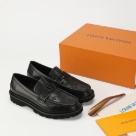 shoes Louis Vuitton loafer Black 001 Yupoo