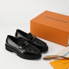 shoes Louis Vuitton loafer Black 003 Yupoo