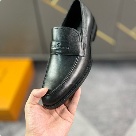 shoes Louis Vuitton loafer Black 008 Yupoo