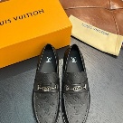 shoes Louis Vuitton men's casual leather loafers Black Yupoo