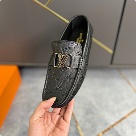 shoes Louis Vuitton men's driving shoes Black 001 Yupoo
