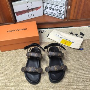 Louis Vuitton Monogram Brown Leather Casual Sandals