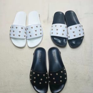 Versace Studded Slide Sandals Black, Leather, Luxe Casual
