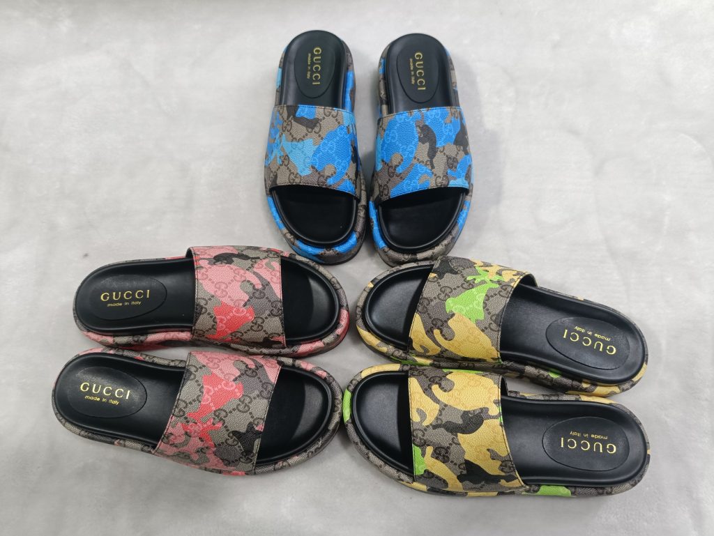 Gucci Women’s Colorful Monogram Slide Sandals in Canvas