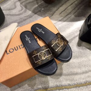 Louis Vuitton Monogram Slide Sandals in Brown Designer Foo