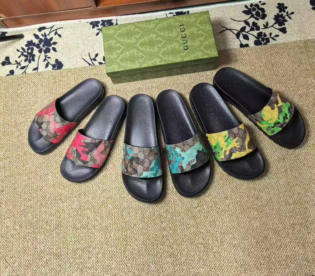 Gucci Camouflage Slide Sandals Multi Color, Rubber, Stylis