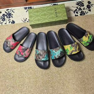 Gucci Camouflage Slide Sandals Multi Color, Rubber, Stylis