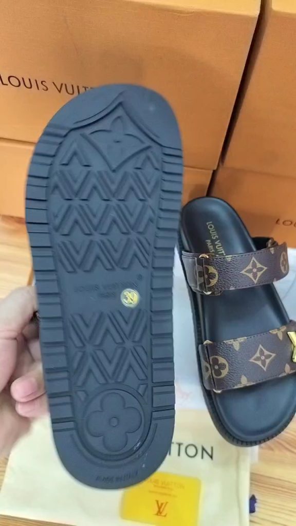 Louis Vuitton Brown Monogram Slide Sandals Luxury Footwear