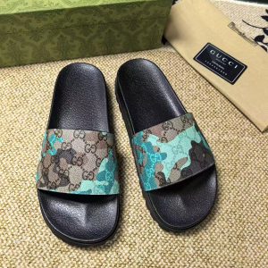 Gucci Camouflage Slide Sandals in Green Black, Stylish Casua