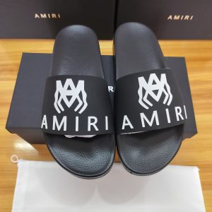Amiri Black Logo Slide Sandals for Men