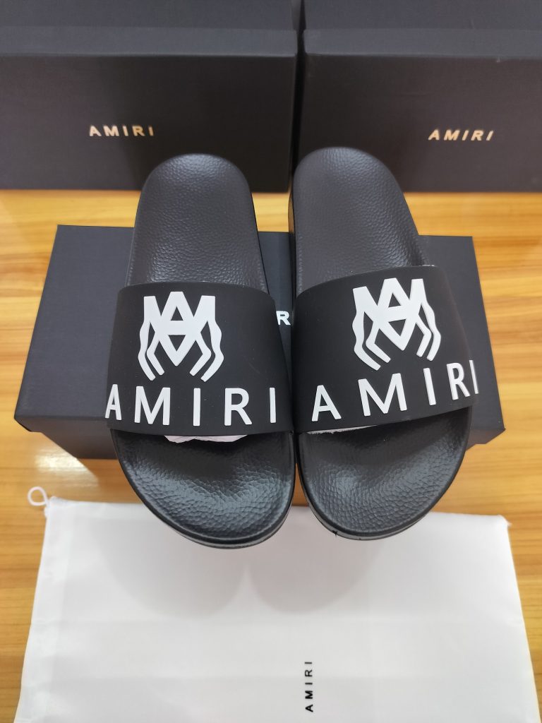 Amiri Black Logo Slide Sandals for Men
