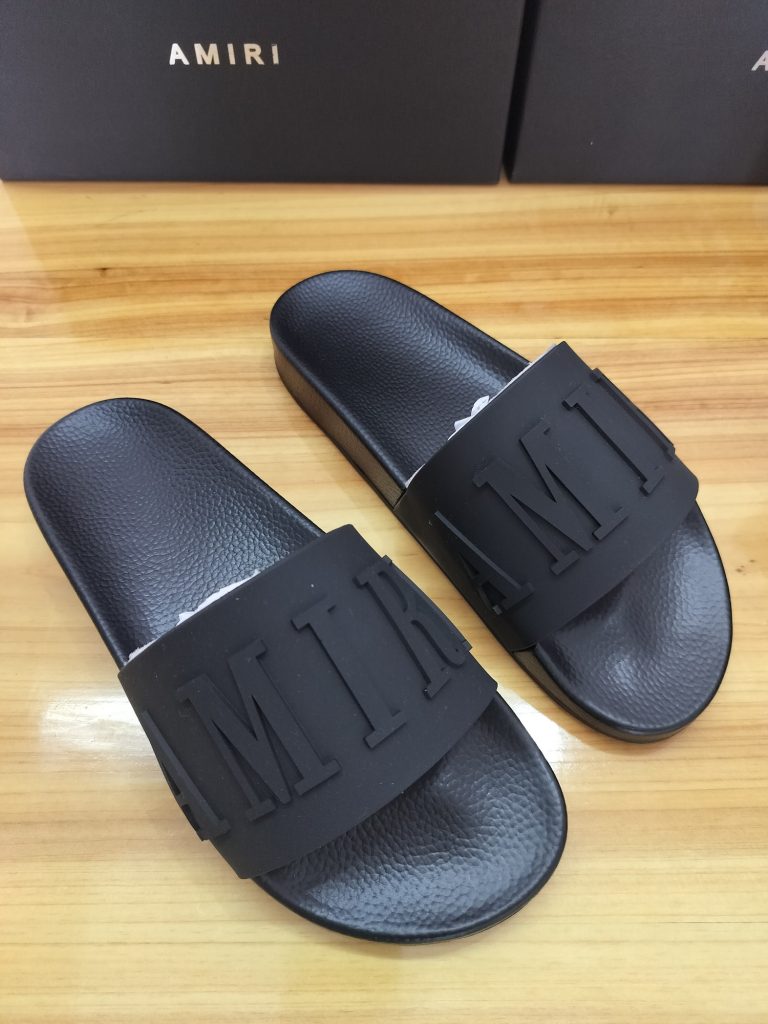 Amiri Men’s Black Logo Slide Sandals in Rubber