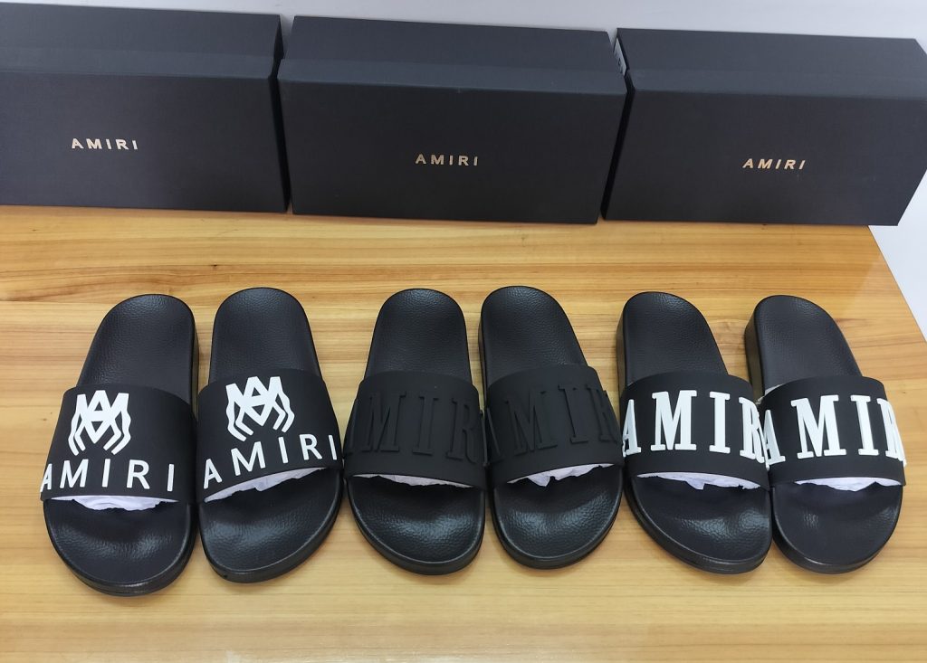 Amiri Black Slides with Logo Strap Stylish Casual Footwear