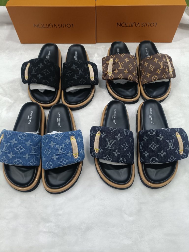 Louis Vuitton Men’s Slide Sandals, Monogram Pattern, Black B