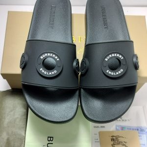 Burberry Black Rubber Slide Sandals for Men Luxury Casual