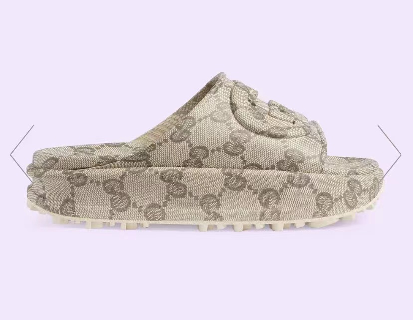 Designer Monogram Beige Slide Sandals for Women
