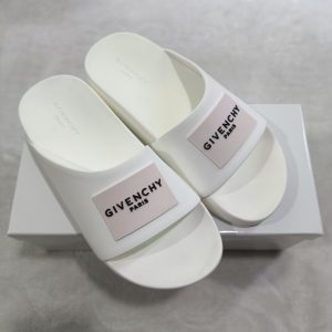 Givenchy Paris White Logo Slide Sandals for Men and Women