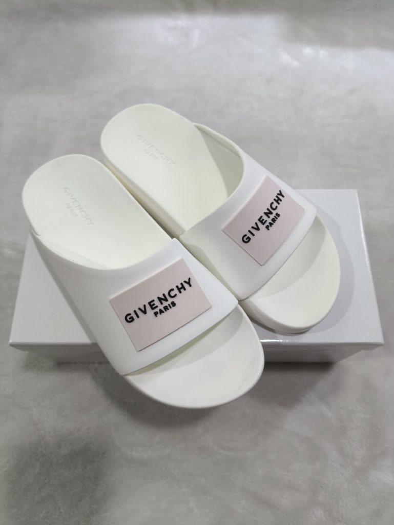 Givenchy Paris White Logo Slide Sandals for Men and Women