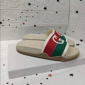 Gucci Slides for Men, Green Red Brown, Rubber, Casual Summer