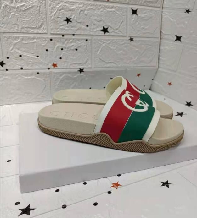 Gucci Slides for Men, Green Red Brown, Rubber, Casual Summer