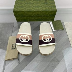 Gucci Women's Slide Sandals Pink & Purple, Leather, Logo D