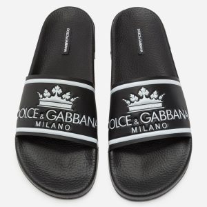 Dolce & Gabbana Black Logo Slide Sandals for Men