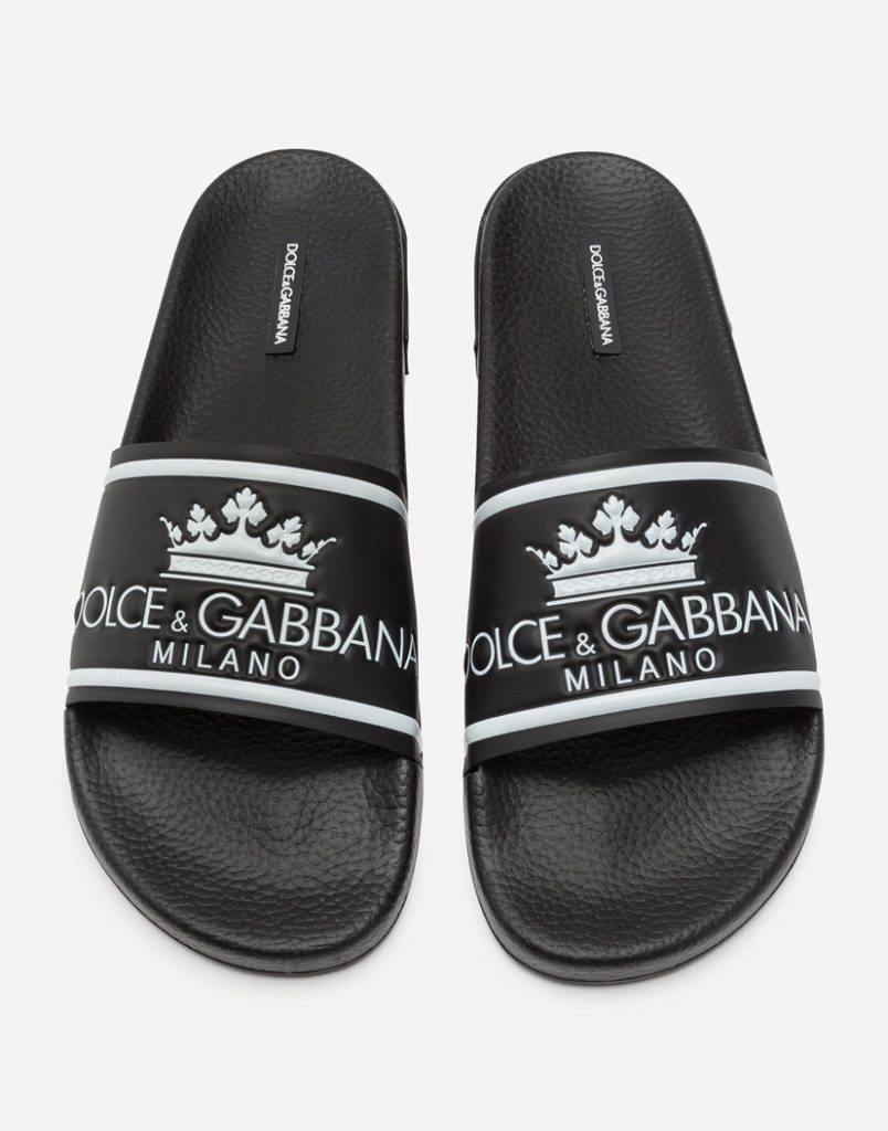 Dolce & Gabbana Black Logo Slide Sandals for Men