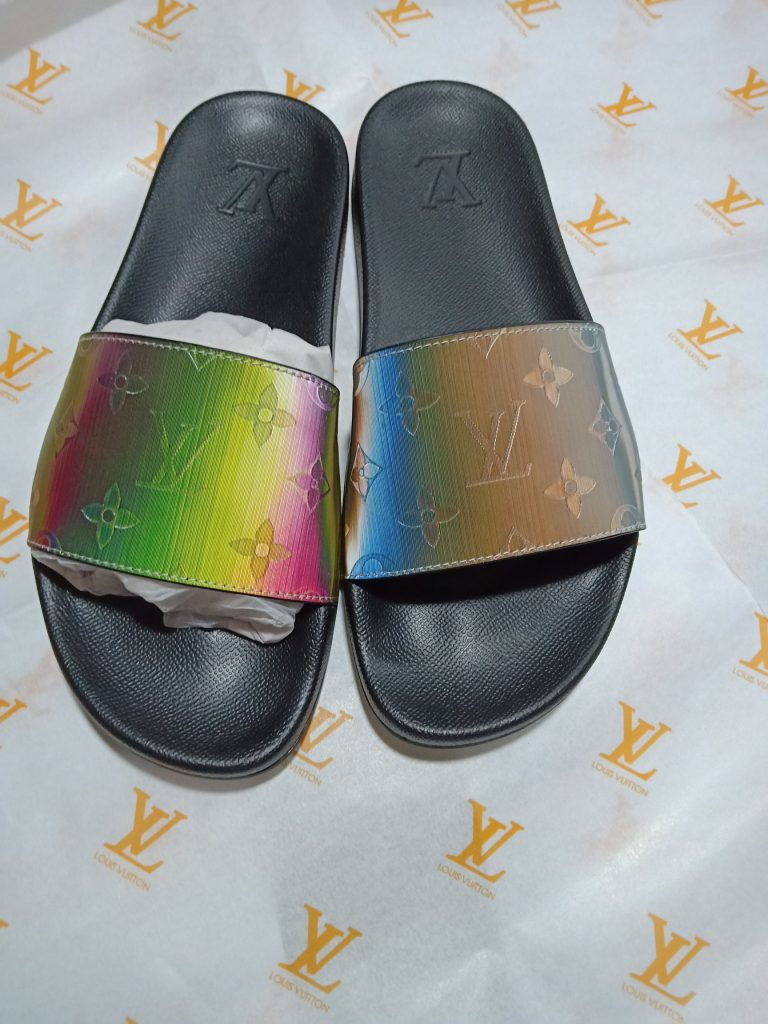 Louis Vuitton Rainbow Pattern Slide Sandals Multicolor, PV