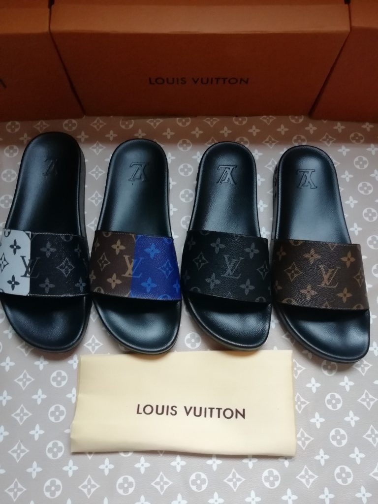 Louis Vuitton Monogram Slide Sandals Black, Blue, Gray, an