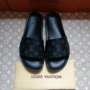 Louis Vuitton Black Monogram Slide Sandals