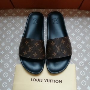 Louis Vuitton Men's Brown Monogram Slide Sandals