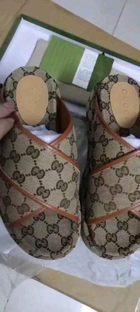Gucci Brown Logo Print Slippers Stylish Casual Footwear