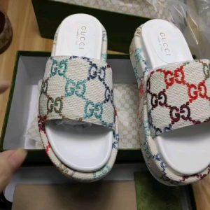 Gucci Women's Multicolor GG Canvas Slide Sandals