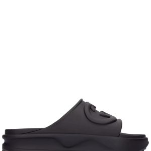 Gucci Black Rubber Slide Sandals with Logo Detail