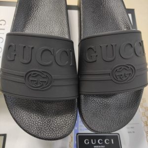 Gucci Black Rubber Slides Sandals for Men